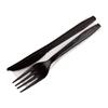 AmerCareRoyal 3-in-1 Disposable Silverware Medium Heavy Weight Plastic Utensil Set with Fork, Knife and 13x17 inch Napkin - Individually Wrapped Cutlery Meal Kit, Black, Case of 500 view 1