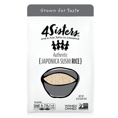 4Sisters - Authentic Short Grain Japonica Sushi Rice - Sustainably Grown - Women Owned - Farm to Table - 2lb