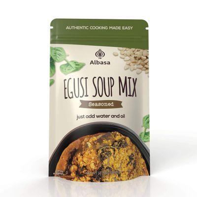 Albasa Egusi Soup Mix 12.7oz (Seasoned) Authentic, Complete Ingredients, No fillers, No Preservatives