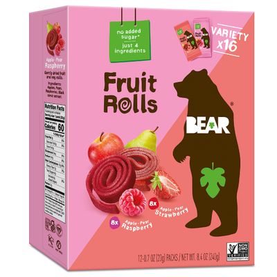 Bear, Strawberry & Raspberry Fruit Rolls Variety Pack, 11.2 Ounce