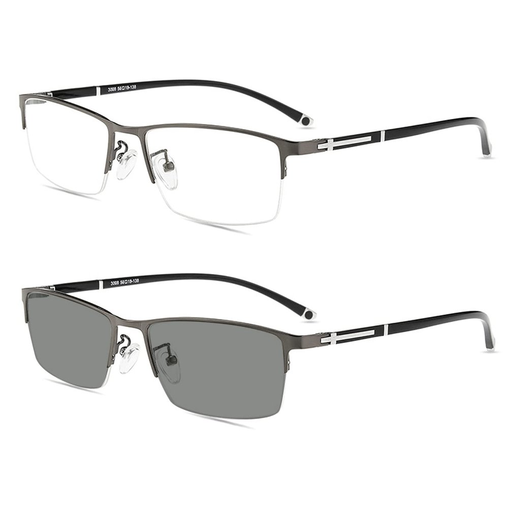 2021 new Photochromic Reading Glasses Men Metal Hyperopia Eyeglasses Women Presbyopic Eyewear (gary, 0)