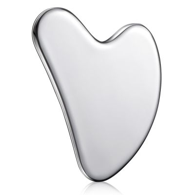 Nuanchu Stainless Steel Gua Sha Facial Tools Metal Guasha Tool for Face Body Jawline Shaper, Double Chin Reducer, Puffiness Reducing, Lymphatic Drainage Massager Skin Care Gift with Pouch(Silver)