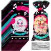 100 Pieces Music Party Cellophane Treat Bags, Black Pink Blue Happy Birthday Party Plastic Candy Bags Goodie Favor Bags with 100 Silver Twist Ties for Teens Social Media Theme Birthday Party Supplies view 1