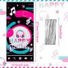 100 Pieces Music Party Cellophane Treat Bags, Black Pink Blue Happy Birthday Party Plastic Candy Bags Goodie Favor Bags with 100 Silver Twist Ties for Teens Social Media Theme Birthday Party Supplies view 2