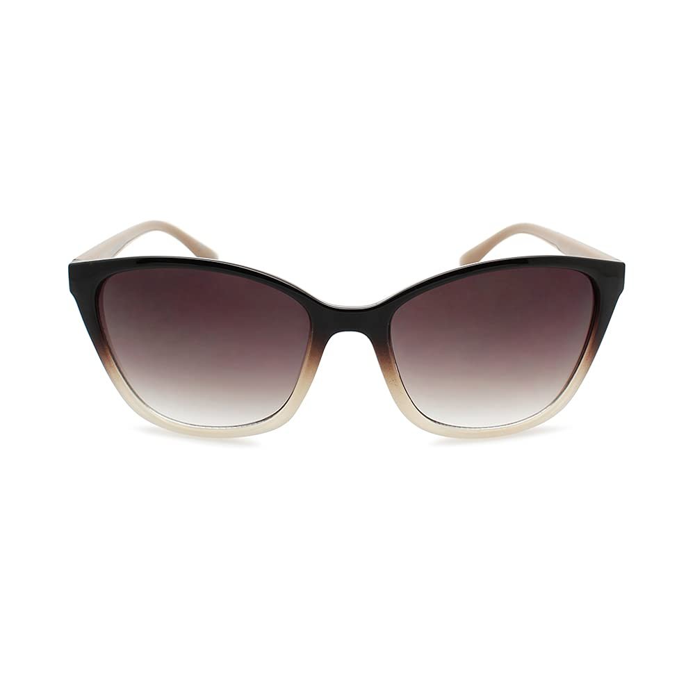 2SeeLife 1970's Trendy Vibrant Cat Eye Sunglasses for Women (Brown Beige)