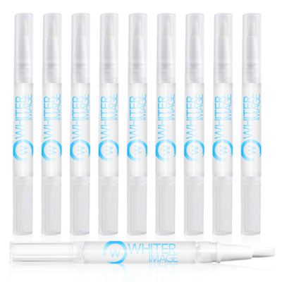 Whiter Image Mini Togo Teeth Whitening Pen 10 Pack, Erases Teeth Stains and Strengthens Enamel, Restorative Serum Gel That Reverses Enamel Damage from Bleaching On The Go for Up to 150 Applications