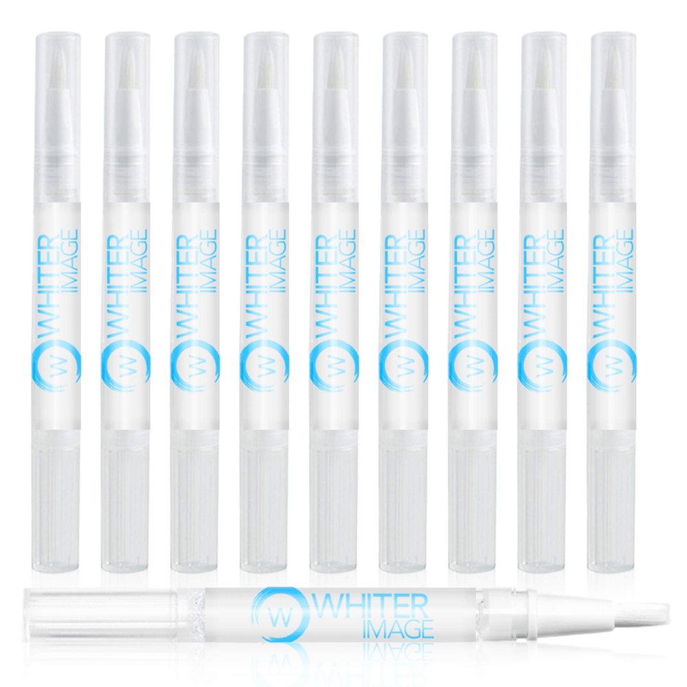 Whiter Image Mini Togo Teeth Whitening Pen 10 Pack, Erases Teeth Stains and Strengthens Enamel, Restorative Serum Gel That Reverses Enamel Damage from Bleaching On The Go for Up to 150 Applications