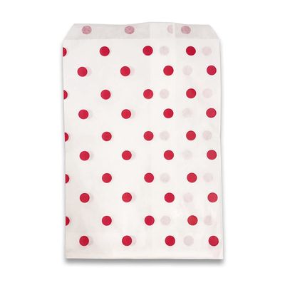 100 pcs of 5 x 7 Red Polka Dor/White Paper Gift Bags Shopping/Sales/Tote Bags
