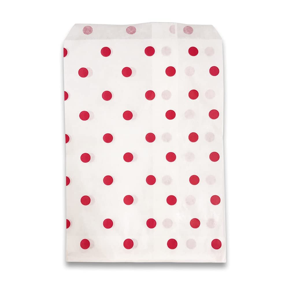 100 pcs of 5 x 7 Red Polka Dor/White Paper Gift Bags Shopping/Sales/Tote Bags