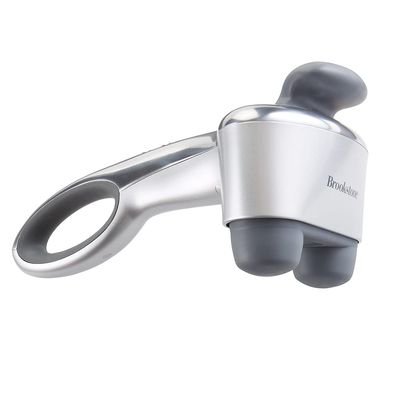 Brookstone B-HHP-650J Cordless Neck, Back Percussion Massager Deep Kneading Dual-Node Portable Light-Weight Rechargeable Brookstone Max 2, Silver ()