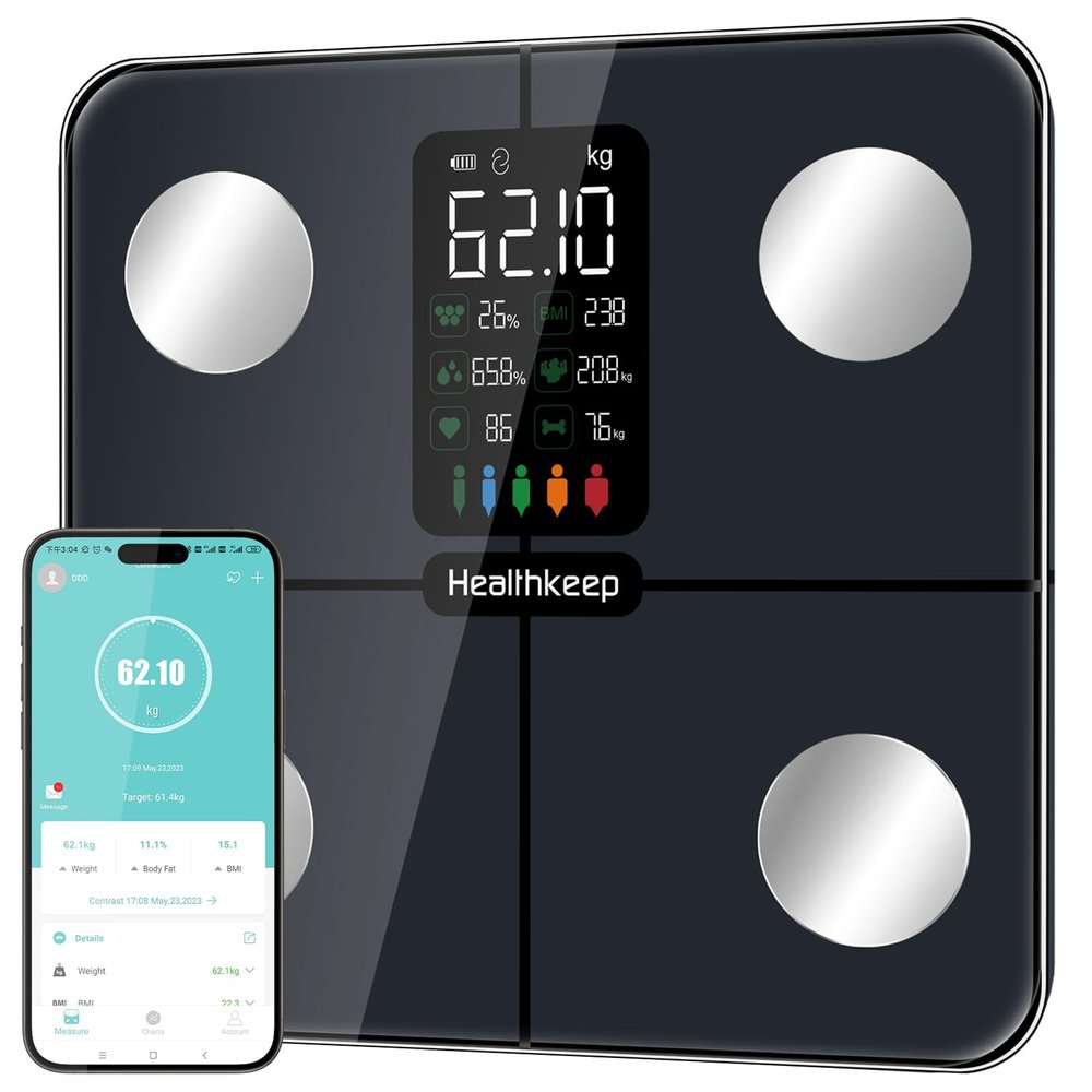 Smart Scale for Body Weight Large Backlit Display UltraPrecise Bathroom Weight Scale with 15 Body Composition Metrics, App Sync Bluetooth & MultiUser Profiles