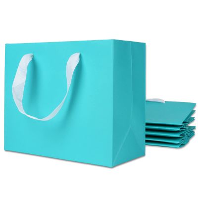 Uceoo Light Blue Gift Bags, 24 Pack 8.7 x 3.9 x 7.1inches, Kraft Paper, Wedding, Birthday, Party, DIY Crafting