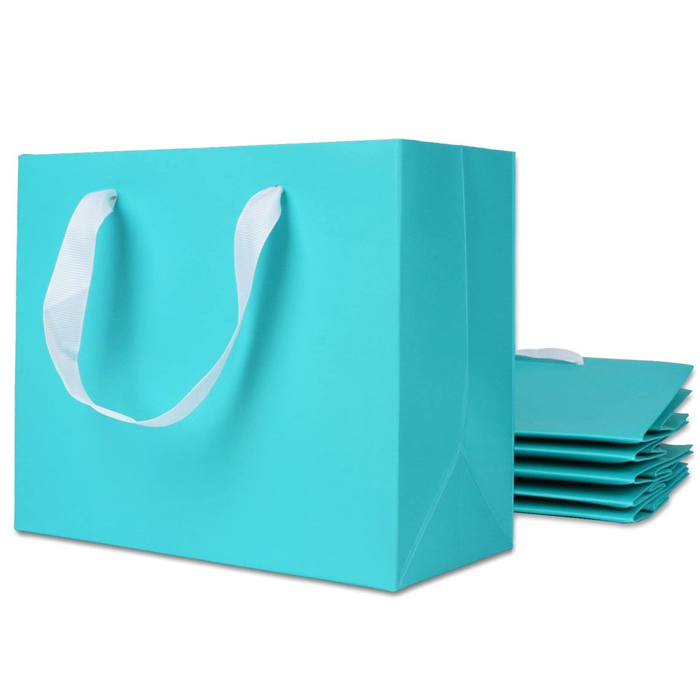 Uceoo Light Blue Gift Bags, 24 Pack 8.7 x 3.9 x 7.1inches, Kraft Paper, Wedding, Birthday, Party, DIY Crafting