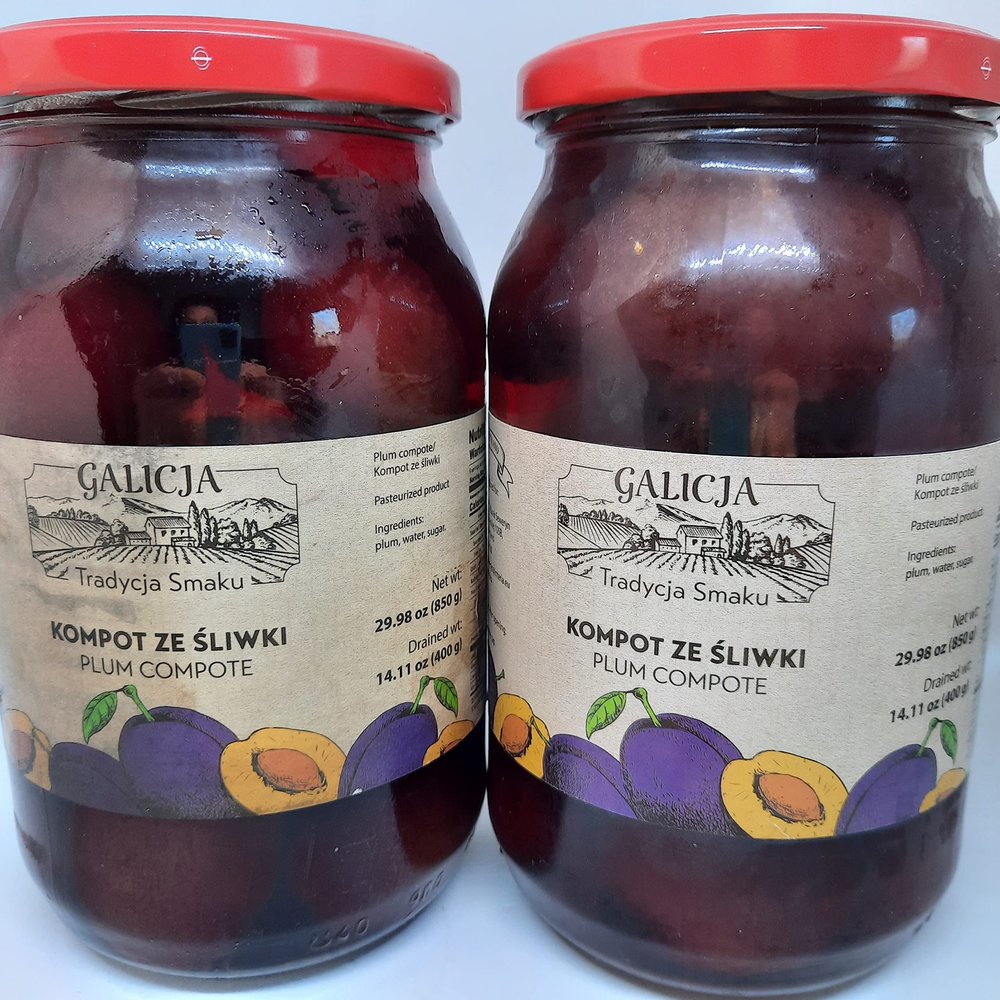 2 Pack Galicja Plum Compote Glass Jar GMO Free 29.98 OZ / 900 gr from Poland