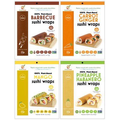 Barbeque, Carrot, Mango & Pineapple Sushi Wrap Variety Pack (20 Count)  Vegan, Gluten-Free, Low-Carb Plant-Based Wraps  Non-GMO, Paleo-Friendly