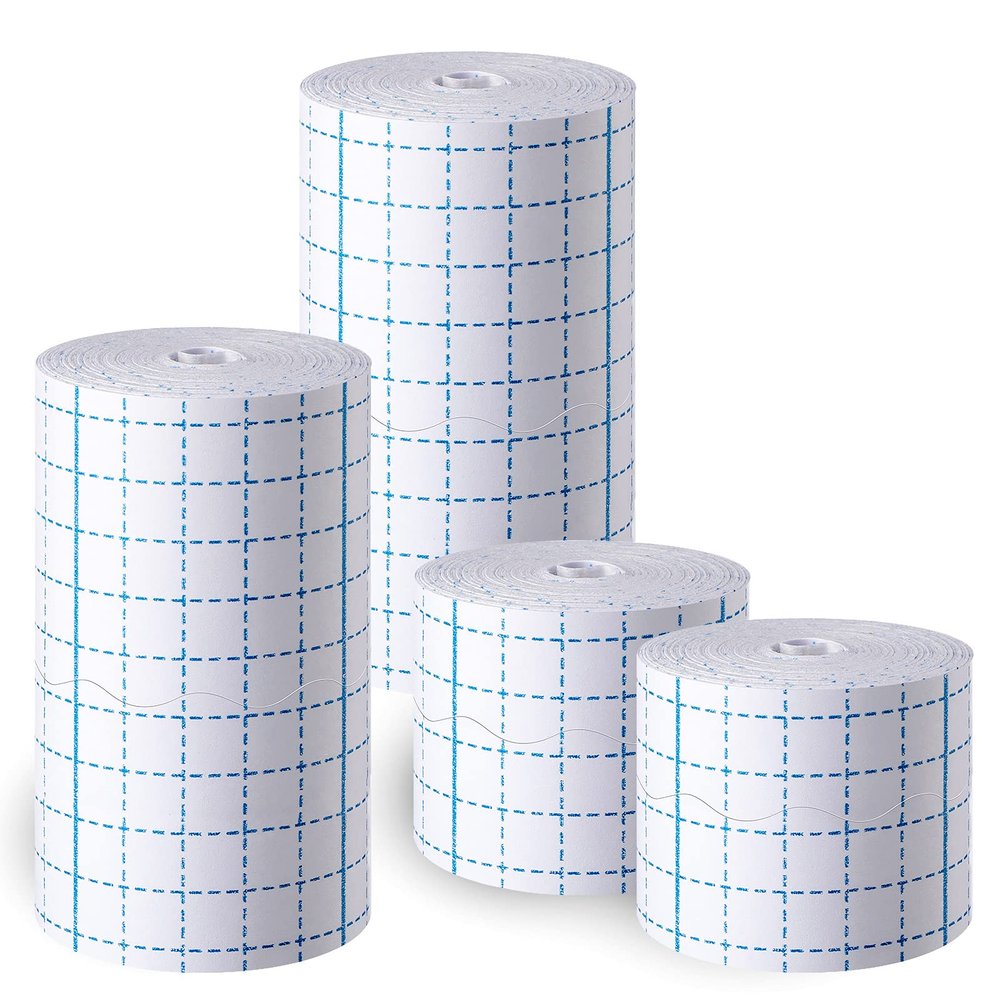 4 Rolls Non-Woven Cover Stretch Tape Breathable Non-Woven Tape Protective Adhesive Bandage Roll Film, 2 Inch x 5.47 Yard, 4 inch x 5.47 Yard