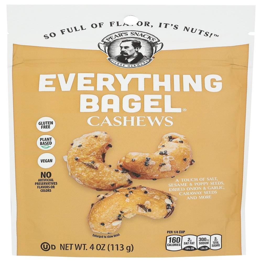 Pear's Snacks, Cashews Everything Bagel, 4 Ounce