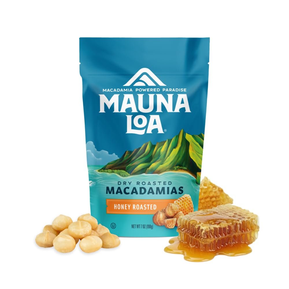 Mauna Loa Honey Roasted Macadamia Nuts, 7 oz Resealable Bag, Gluten Free, Sweet Hawaiian Snack