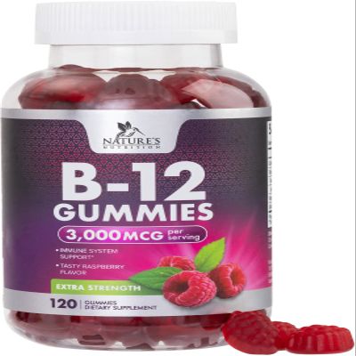 B12 Energy Gummies 3000 mcg - Extra Strength Vitamin B 12 Gummy for Metabolism & Immune System Support - Chewable Dietary B12 Supplements for Adults & Kids Caffeine Free Gummy Vitamin - 120 Gummies