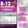 B12 Energy Gummies 3000 mcg - Extra Strength Vitamin B 12 Gummy for Metabolism & Immune System Support - Chewable Dietary B12 Supplements for Adults & Kids Caffeine Free Gummy Vitamin - 120 Gummies view 2