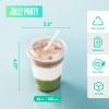 [100 Pack] 12 oz Clear Plastic Cups with Flat Slotted Lids, Disposable Drinking Party Cups for Iced Cold Drinks Coffee Tea Smoothie Bubble Boba view 2