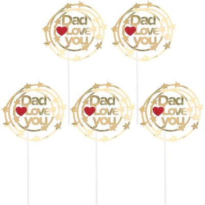 10pcs Happy Father' s Day Cake Toppers Cupcake Picks Cupcake Toppers for Father' s Day Birthday Festival Party Favor