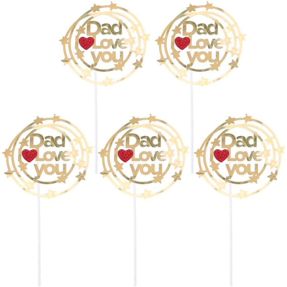 10pcs Happy Father' s Day Cake Toppers Cupcake Picks Cupcake Toppers for Father' s Day Birthday Festival Party Favor