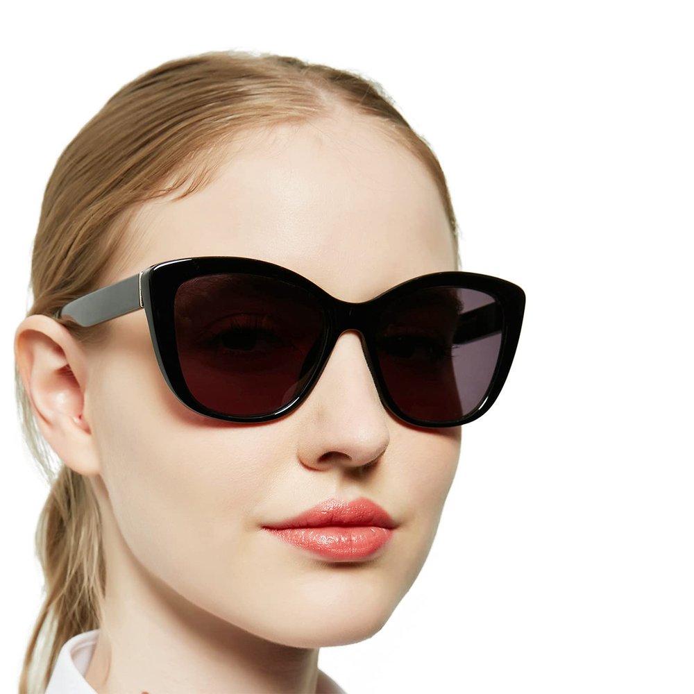 MARE AZZURO Cat Eye Reading Sunglasses Women Oversized Square Sunglasses Readers 0 1.0 1.25 1.5 1.75 2.0 2.25 2.5 2.75 3.0 3.5 (Black, 2.00)