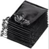 PALTERWEAR Smooth Satin Bags with Drawstring and Toggle for Delicate Items - Lingerie, Wigs, Shoes, Silk (Black, 7 x 9 inches) view 1