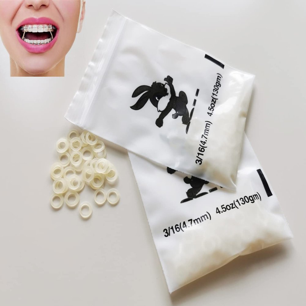 200 Pcs Amber Elastic Latex Braces 3/16 Orthodontics Heavy 4.5oz Dental Latex Bands Dreads Doll Hair Braids Horse Mane Tail Fix Tooth Gap Top Knots