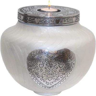 hlc Cremation Urns for Human Ashes Adult - - Keepsake urn - Display at Home - Large Funeral Urn - Modern Beautiful Memorial Urn - White Candle Cremation Urn