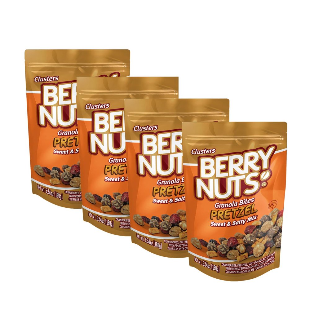 Berry Nuts Granola Bites Pretzel Mix 6.34 Oz Each (4 Pack)