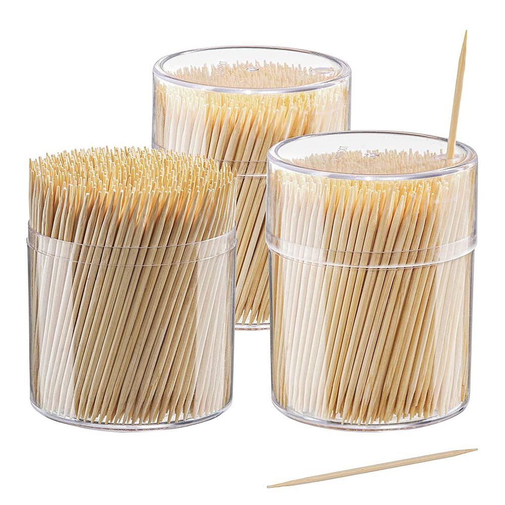Comfy Package [1500 Count] Bamboo Toothpicks Wood, Round Double-Pointed Tooth Picks Wooden - Toothpicks for Appetizers, Fruits and Teeth Cleaning