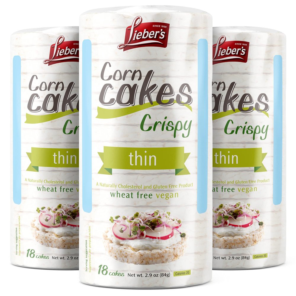 LIEBERS Rice Cakes, Kosher Certified Snack, Dairy Free, Wheat Free, Gluten Free, And Vegan options (Pack of 3)