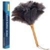Aldwin Ostrich Feather Duster, 16 inch Ostrich Feather Duster with Wood Handle Reusable, Fluffy Natural Genuine Handheld Feather Duster for Cleaning Supplies, Home, Car, Office view 1