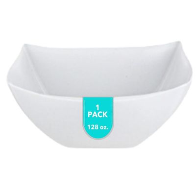 PARTY BARGAINS 128 oz White Square Plastic Bowls, 1-Pack  Extra Extra Large Disposable Heavy-Duty Party Serving Bowls for Catering & Buffets
