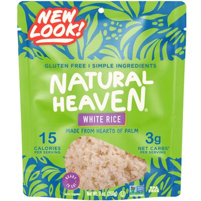 Natural Heaven White Rice, Hearts of Palm  Naturally Rich in Potassium, Low-Calorie Veggie Rice, Keto & Gluten-Free Food, Vegan, 9 Oz