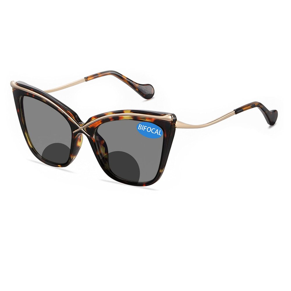 bullabulling Bifocal Sunglasses Reading Glasses Women Designer Fashion personality(1-Pair) Strength 1.25 1.5 2.0 2.5 3.0 4.0 (leopard, 1.50)