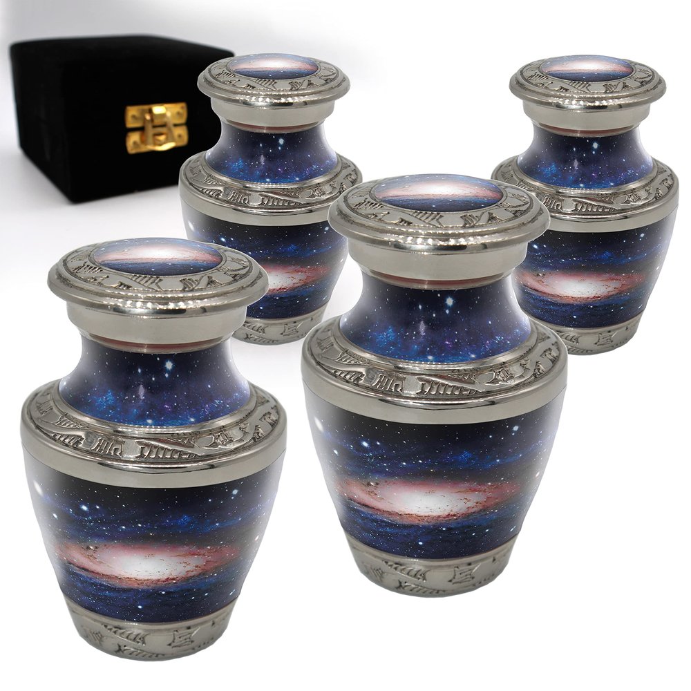 Milky Way Keepsake Urns for Human Ashes with Velvet Gift Box for Cremation Keepsakes for Ashes - Small Cremation Urn and Small Keepsake Urn Set of 4