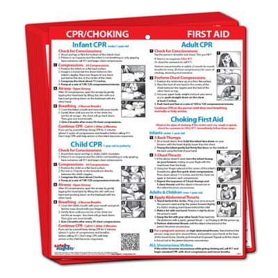 Safety Magnets by ZOCO  CPR & Choking Fridge Magnet (10-Pack)  First Aid Instructions for Infants, Children, & Adults  Heimlich Maneuver Laminated Card 8.5" x 11"