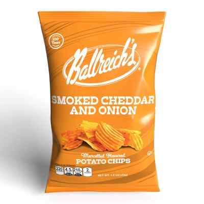 Ballreich Snack Food Company Marcelled Potato Chips (Smoked Cheddar & Onion), 1.5oz (Pack of 24)