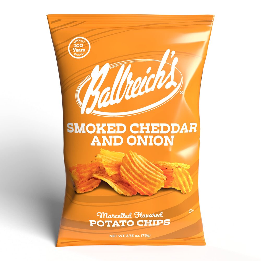 Ballreich Snack Food Company Marcelled Potato Chips (Smoked Cheddar & Onion), 2.75oz (Pack of 12)
