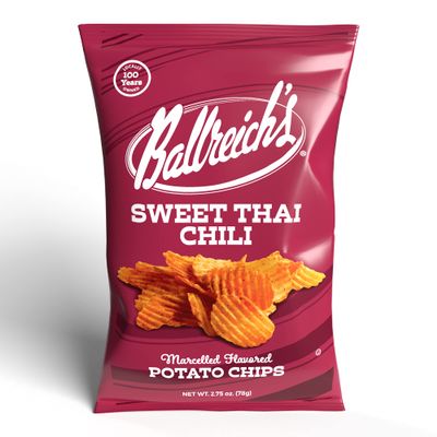 Ballreich Snack Food Company Marcelled Potato Chips (Sweet Thai Chili), 2.75oz (Pack of 6)