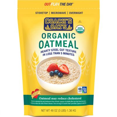 Coach's Oats Organic Whole Grain Oatmeal 3 lbs | Cracked n Toasted Oats | Quick-Cooking, Steel Cut Texture | Heart-Healthy, Delicious Breakfast | Microwavable, Stovetop, Overnight Oatmeal, Ready in 3 to 5 Minutes | Enjoy the Perfect Start to Your Da