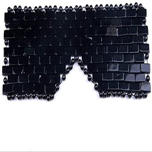 Be Meeting crystal Natural Quartz Rose Crystal Sleep Mask Eye Cover Mask Yoga Meditation Energy Healing Crystal Anti-Aging Hand-Made Therapy Eye Masks Gift (Black Obsidian), Small