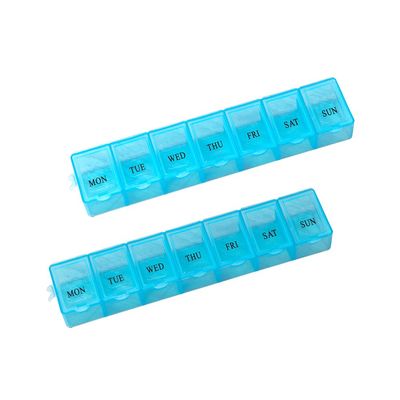 2pcs Travel Medication Weekly Case Holder Container Blue Pill Organizer 7 Day Organizer Travel Medicine Kit Daily Pill Organizer Splitter Portable