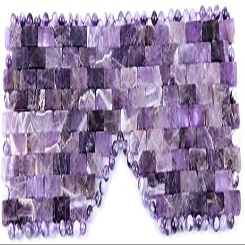 Be Meeting Natural Quartz Rose Crystal Sleep Mask Eye Cover Mask Yoga Meditation Energy Healing Crystal Anti-Aging Hand-Made Therapy Eye Masks Gift (Amethyst), Small