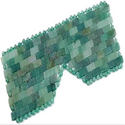 Be Meeting crystal Natural Quartz Rose Crystal Sleep Mask Eye Cover Mask Yoga Meditation Energy Healing Crystal Anti-Aging Hand-Made Therapy Eye Masks Gift (Green Aventurine), Small