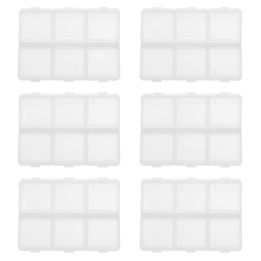 6 Pcs Packing Box Pill Splitters Earring Storage Organizer Travel Pill Organizers Earphone Cord Boxes Small Pp