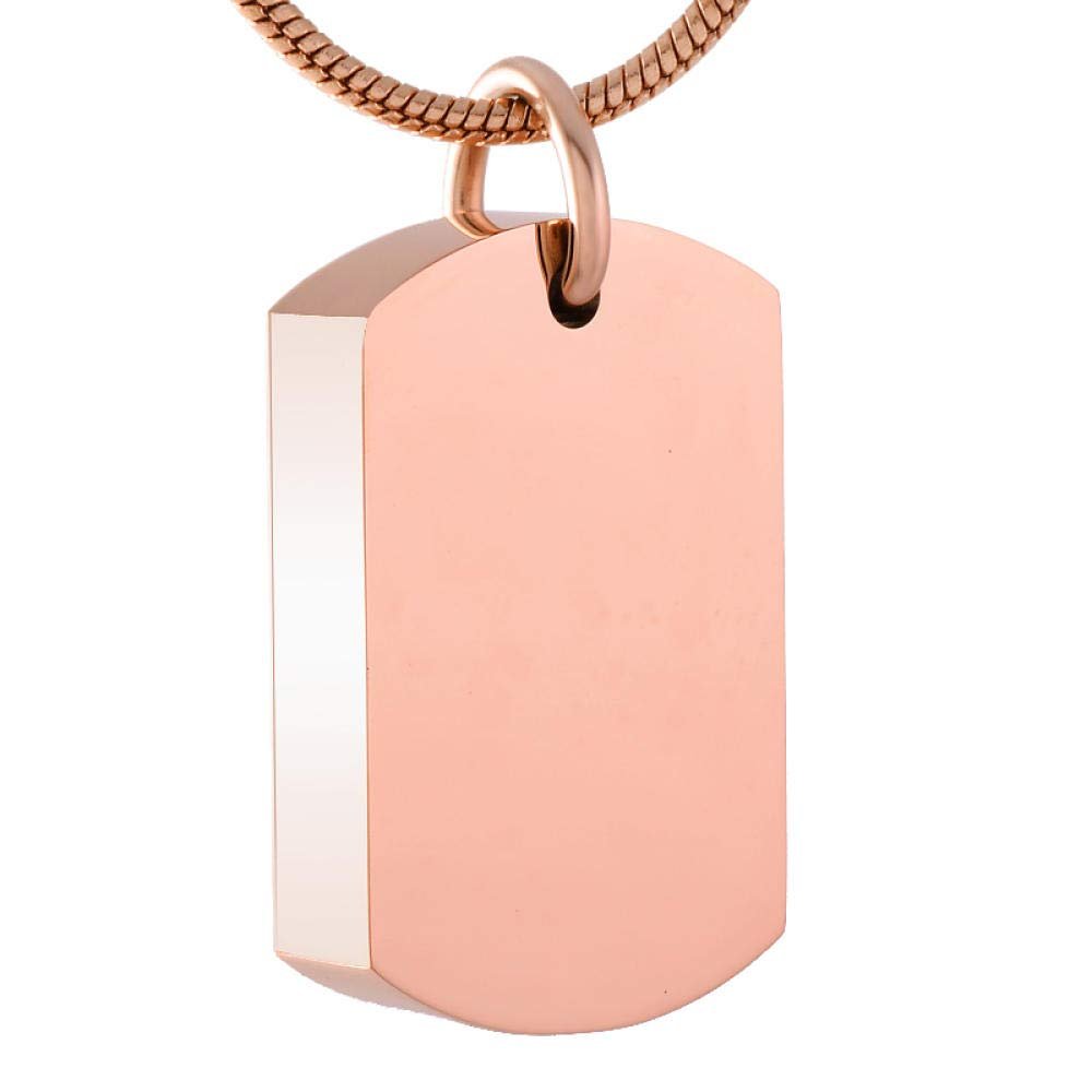 OIJH Stainless Steel Blank Dog Tag Style Cremation Ashes Urn Pendant Hold Funeral Ashes Cremation Jewelry-Rose_Gold_